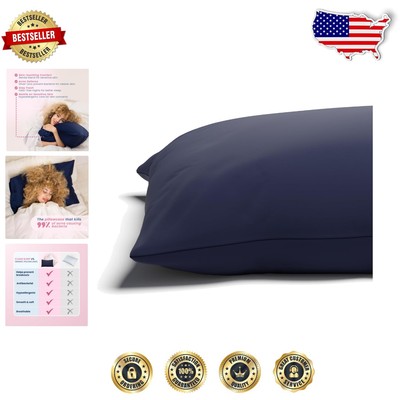 Soft Touch Blue Cotton Pillowcases with Zipper Closure - 2 Pack for Comfort