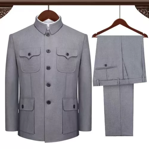 Tunica uomo cinese tuta cappotto pantaloni tradizionali Mao Zhongshan blazer giacche - Foto 3 di 14