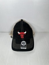  47 Brand Clean Up Chicago Bulls Snapback Hat Cap Black Adjustable Mesh Back NBA