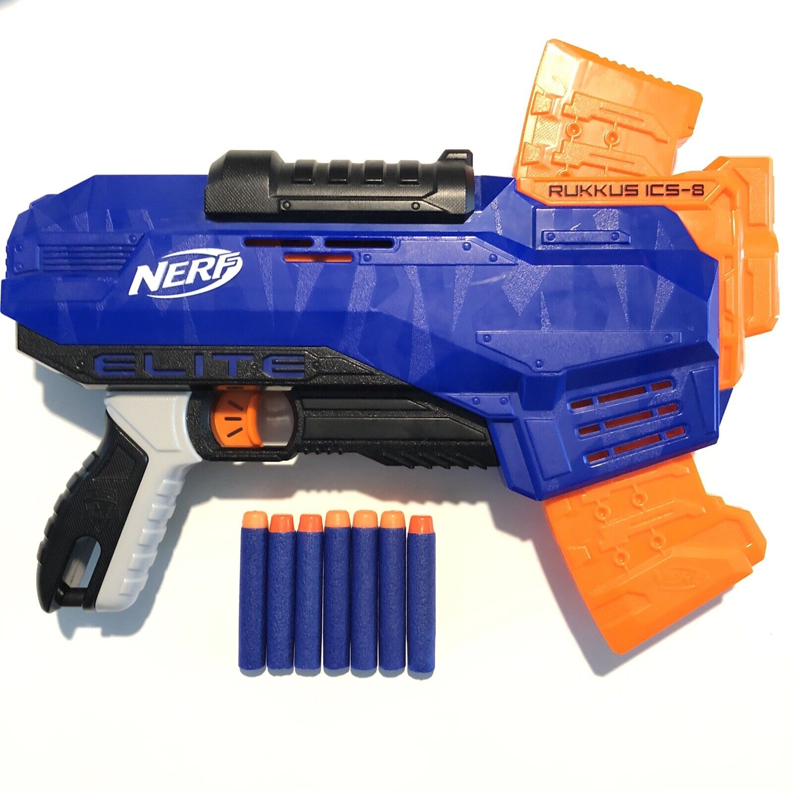 Ælte låg Charmerende NERF N-Strike Elite Rukkus ICS-8 Excellent Condition with 7 Darts | eBay