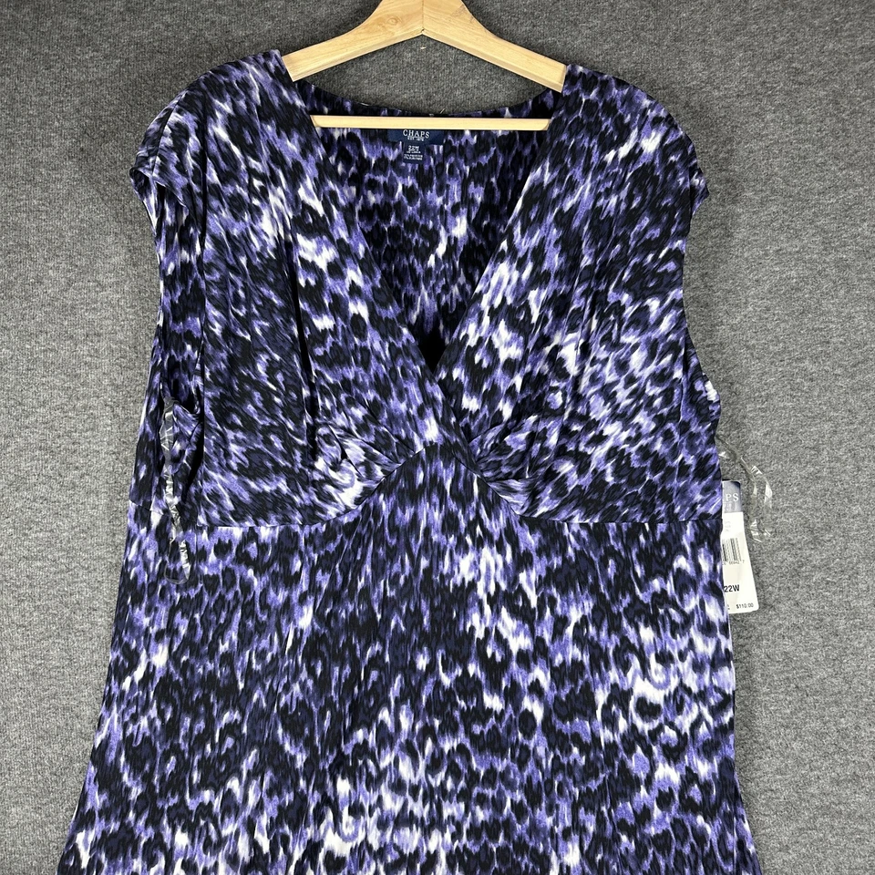 Nuevo con etiquetas Vestido Jersey Chaps Para Mujer Plus 22W Púrpura Cuello en V Foto 2 de 4