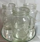 Vintage Glass Golden Harvest Mason Jar Handled Salt and Pepper Shakers Set Of 5