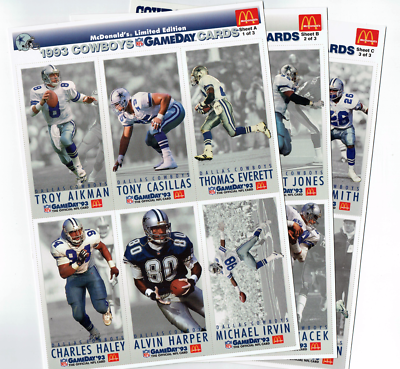 McDonald's Limited-Edition 1993 DALLAS COWBOYS GameDay 3-Card Set