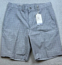 Cutter & Buck Shorts Mens 34 Gray Blue Price of Wales Plaid Flat Front