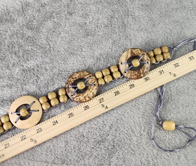 Womens Belt Brown Coconut Shell Wooden Bead Boho Hippie Lace  display picture 2