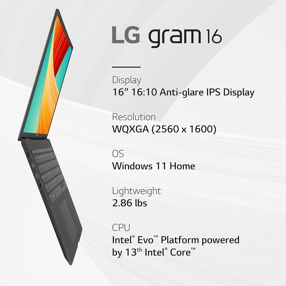 New LG Gram 16'' WQXGA Touchscreen IPS Laptop Intel EVO i7-1360P 16GB 512GB SSD - Image 4 of 4