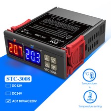 STC-3008 Thermostat Dual LED Temperature Controller NTC Probe AC 110V-220V USA