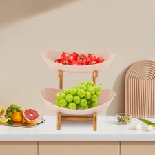 2 Tier Fruit Bowl Fruit Basket Stand Fruit Serving Tray For Dinner Parties