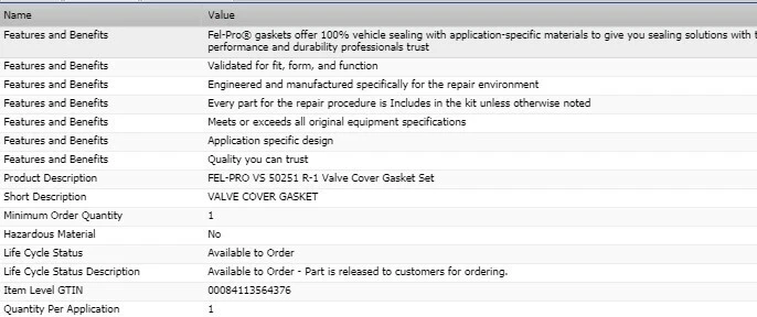 Nuevo juego de juntas de cubierta de válvula Fel-Pro para 1990-1992 INFINITI M30 V6-3,0 L Foto 2 de 4