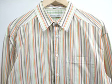 Button Up Shirt Striped Multicolor Size Large Long Sleeve Men Geoffrey Beene