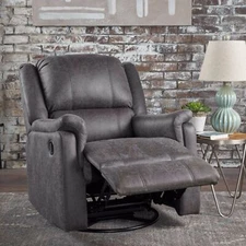 Jemma Tufted Slate Microfiber Swivel Gliding Recliner