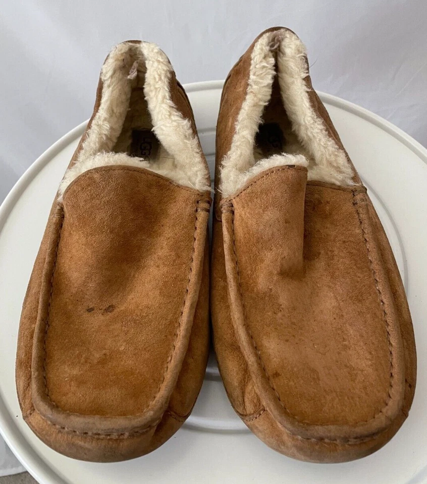 Ugg Mens Desert Brown Slip On Winter Ascot Suede Moccasin Slipper Size 12 - Image 2 of 4