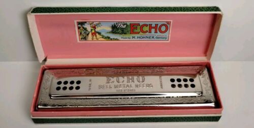 The Echo Harp Harmonica M Hohner Double Sided Key C/G Made In Germany 56/96 Rare - Picture 2 of 21