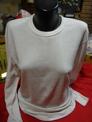 T=52+ BLANC NEUF SOUS VéTEMENT tricot mixte style damard manches longues - Photo 1/4