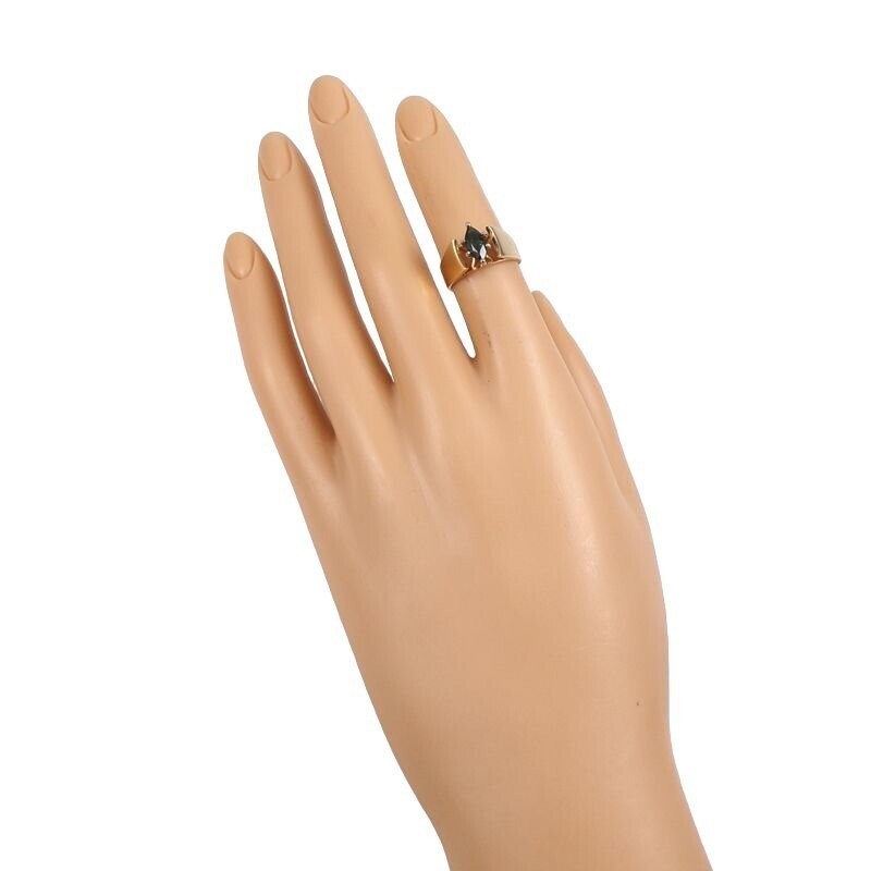 Solid 14K Yellow Gold Green Emerald Ring Size 4.5 - image 3