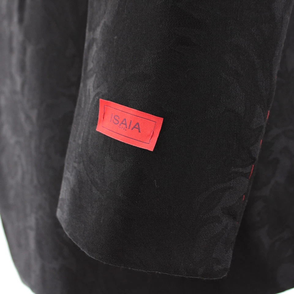 Isaia NWT 100% Wool Dinner Jacket Size 56R (46R US) In Tonal Black Floral - Image 3 of 4