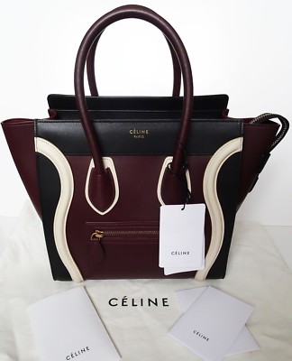 Celine Tri Color Micro Luggage Leather Bag Shopper Tote Handbag