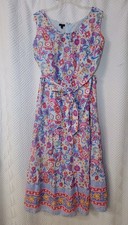Talbots Charming Floral Belted Voile Maxi Dress Women's Size 18W Tropical NEW!