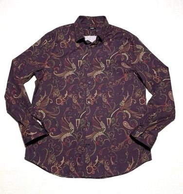 Express Men s Slim Fit Paisley Button Up Shirt Size 1MX