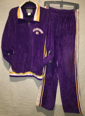 Men Large O.D.P NBA Los Angeles Lakers Kobe Bryant #8 Velour Warm Up 2 Piece Set