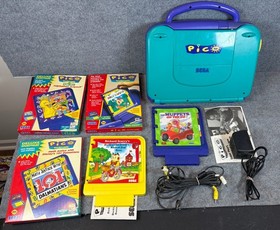 SEGA PICO LEARNING SYSTEM CONSOLE ORIGINAL BOX GAMES 5 TESTED RARE HTF COMPLETE