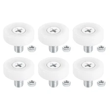 6 Pack Drawer Rollers, 19mm Plastic Drawer Pulley Sliding with Nuts, White
