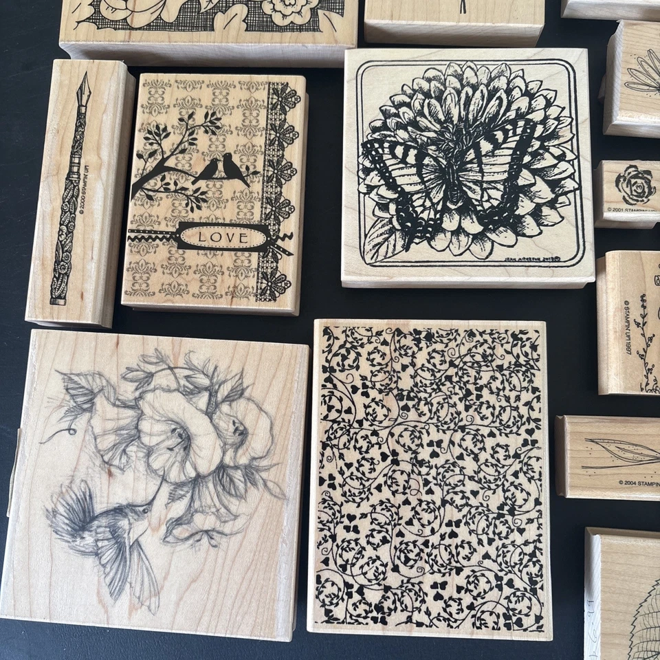 Lote de sellos de goma pájaros flores dichos tarjetas hacer álbum de memoria más nuevo Foto 3 de 4