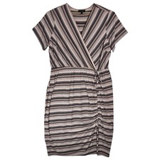 Land Bryant Striped Jersey Knit Maxi Dress Size 26 28 26/28 Ruched V Neck Casual