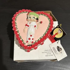 1999 Westland Betty Boop Pink Roses Flower Heart Trinket Box Valentine’s Love