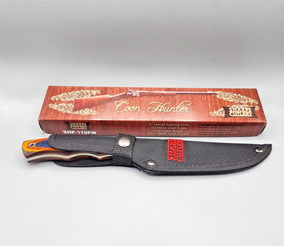 Sharps Cutlery Coon Hunter Fixed Blade Knife SHP-119FW w/ Sheath