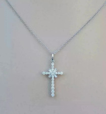 2Ct Round Cut White Moissanite Women's Cross Pendant 14K White Gold Plated