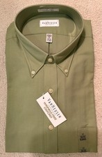 Van Heusen Wrinkle-Free Button Down Long Sleeve Green Dress Shirt, 17 32/33 XL