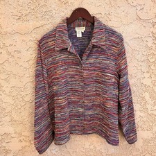 Coldwater Creek Multicolor Space Dye Button Front Jacket Size L