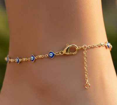 Gold Evil Eye Anklet Blue Nazar Beaded Anklet Dainty Protection Anklet For Women