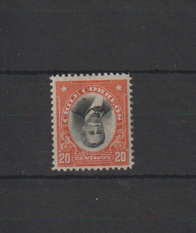 p5909 CHILE 1911 Mint hinged 20c CENTRE INVERTED SG.142a