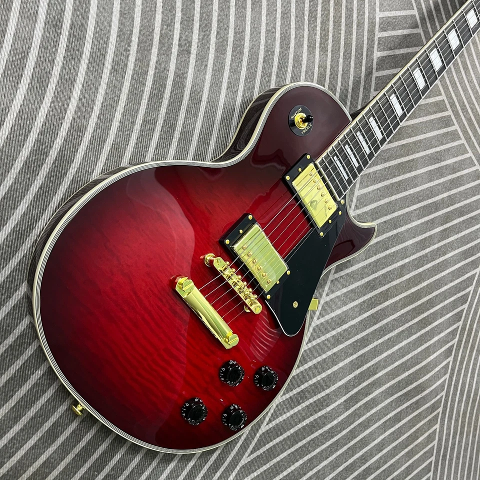 Guitarra Eléctrica LP Personalizada Diapasón de Palisandro DORADO Herrajes Pastillas HH Foto 4 de 4