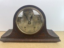 Vintage Wooden Mantel Clock For Repair Spares Parts Untested No Key Pendulum