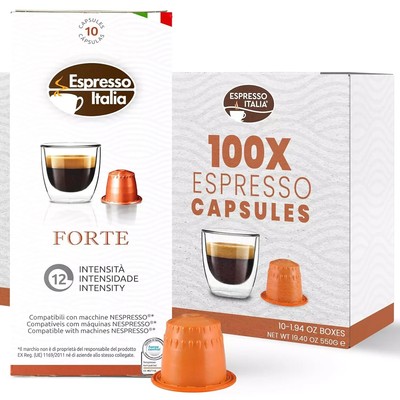 Capsules Compatible with Nespresso Machines, 100 Count - FORTE, Italian Coffee P