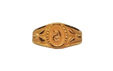 22K/18K Real Certified Yellow Gold Carved Design Kids Ring