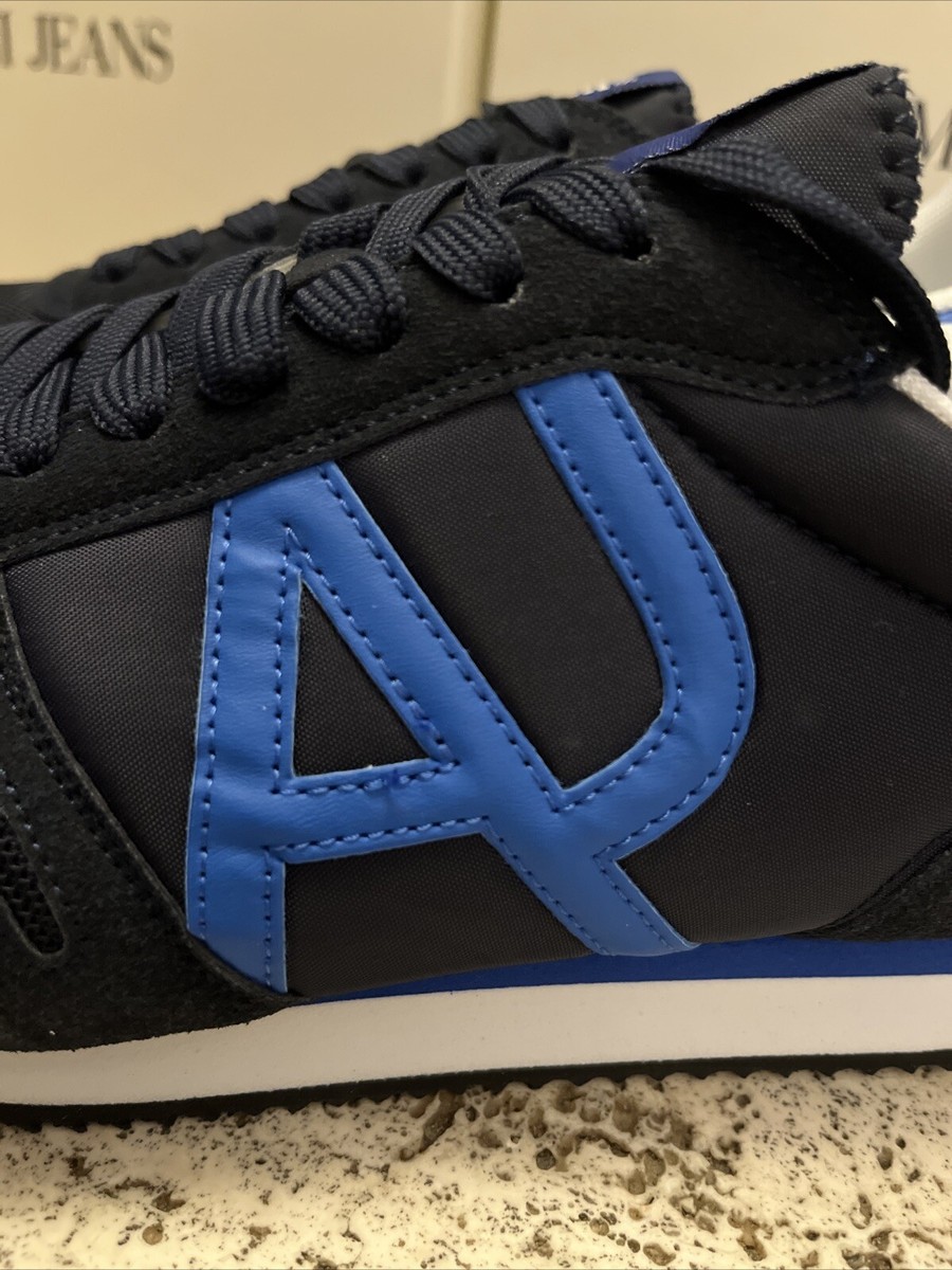 ARMANI JEANS スニーカー メンズ ブルー レザー ブランドロゴ NEW ARMANI JEANS MENS SNEAKER XZX006 HO102 D879 SIZE US 9.5