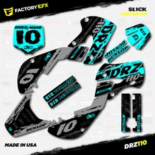 Gray & Cyan Slick Racing Graphics Kit fits Suzuki DRZ110 All years Decals 03+