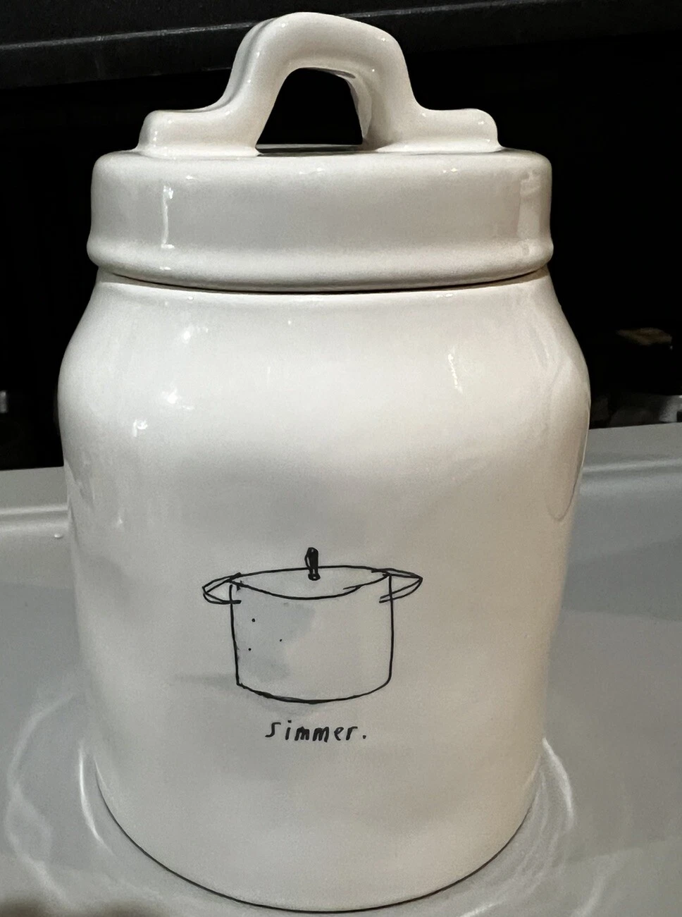 Rae Dunn SIMMER Kitchen Icon Baby Canister Jar With Lid VHTF ##