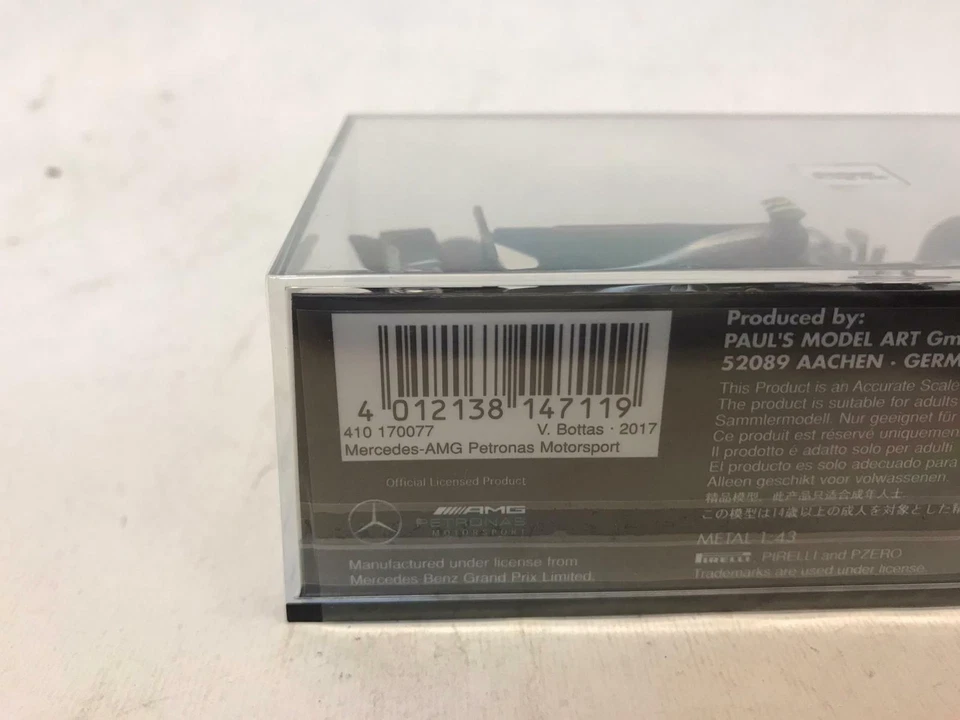 Minichamps Mercedes W08 #77 Valtteri Bottas Spanish GP 2017 1/43 410170077 - Immagine 3 di 3