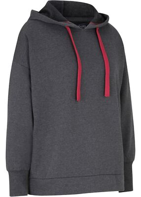 Baumwoll Oversize-Kapuzen-Sweatshirt Gr. 36/38 Anthrazit Damen Sweat-Shirt Neu