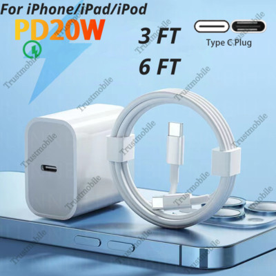 PD 20W Fast Charger Type C Cable USB C Power Adapter For iPhone 8 XR 11 12 13 14
