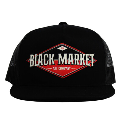 Diamond Black Market Snap Back Trucker Hat Tattoo Art Baseball Cap Head Covering