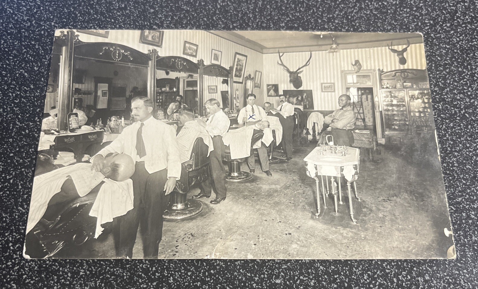 VINTAGE RPPC INTERIOR OF BARBER SHOP, MISSOULA, MONTANA eBay