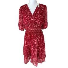 Max Studio New Size Medium Crepe Surplice Neck Ruffled Dress NWT