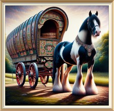 7x5 Art Print Romany Tinker Gypsy Wagon Traveller Caravan Shire Horse R40
