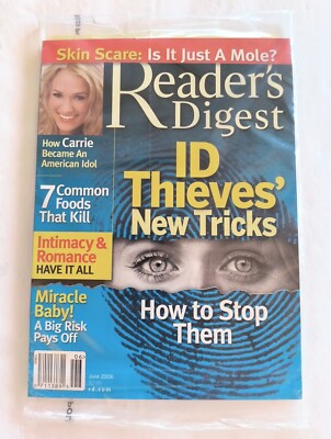 Readers Digest June 2006 Id Thieves New Tricks How to Stop Them NEW